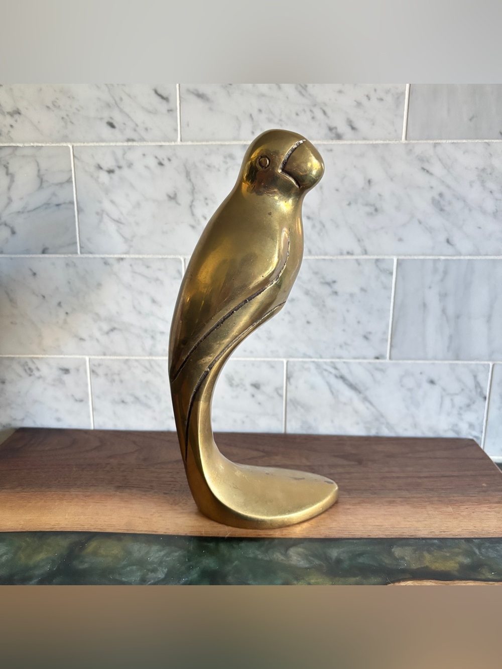 Vintage Dolbi Cashier Brass Parrot Modernist Statuette Single Bookend